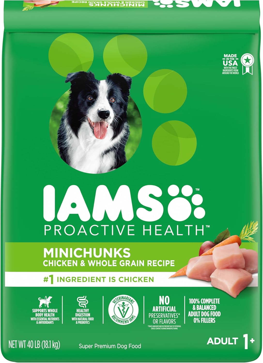 IAMS Proactive Health Minichunks Adult Dry Dog Food with Real Chicken & Whole Grains – 50 lb. Bag (Available at Cure Venta)
