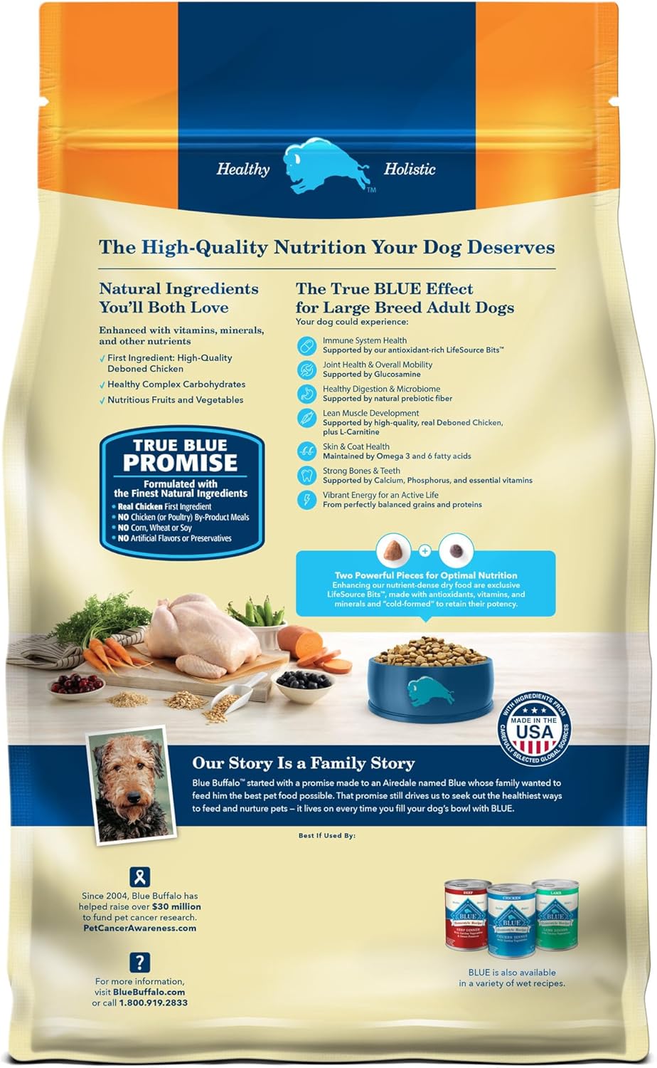 Blue Buffalo Life Protection Formula Large Breed Adult Dry Dog Food – 30 lb. Bag (Chicken & Brown Rice Recipe) (Available at Cure Venta)