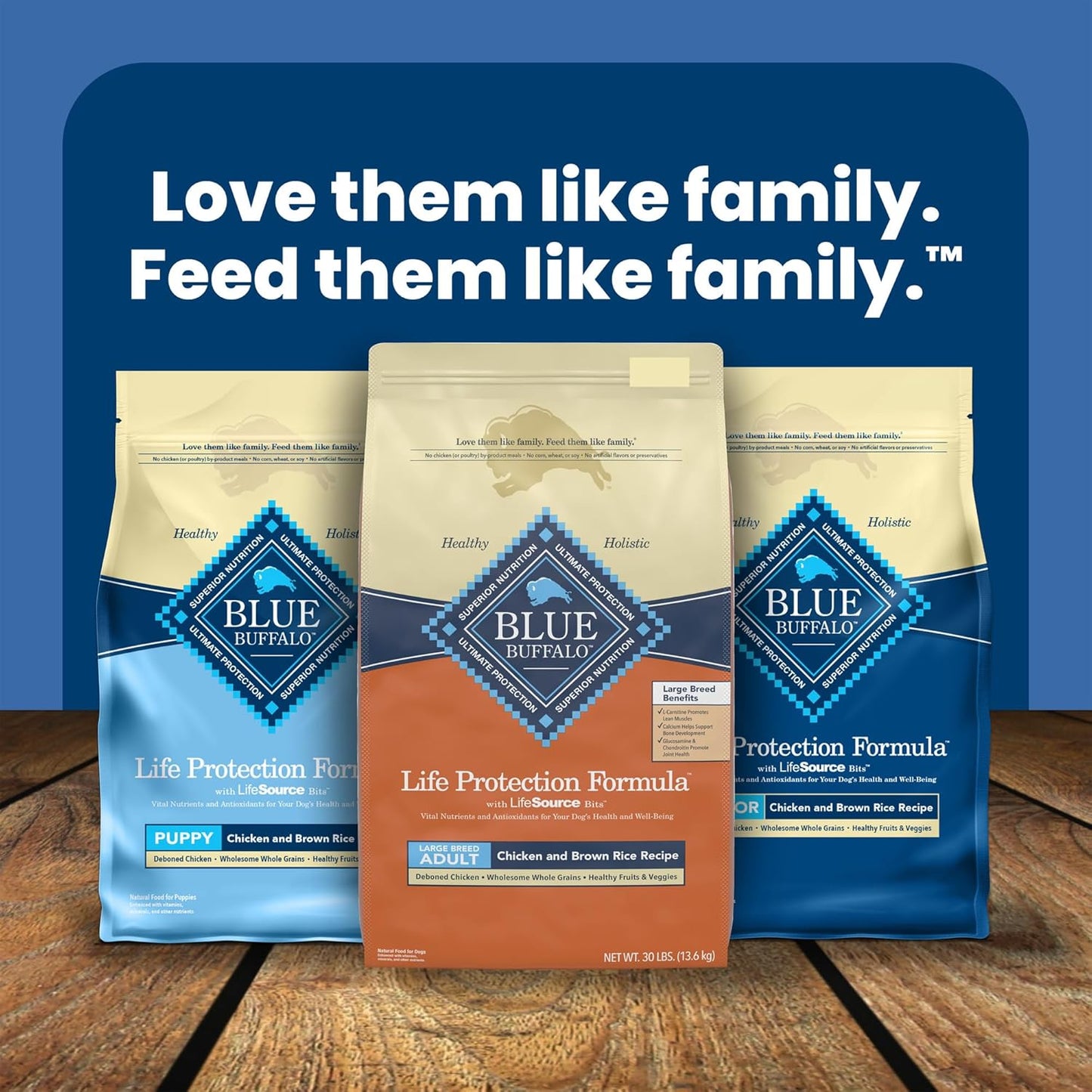 Blue Buffalo Life Protection Formula Large Breed Adult Dry Dog Food – 34 lb. Bag (Chicken & Brown Rice Recipe) (Available at Cure Venta)