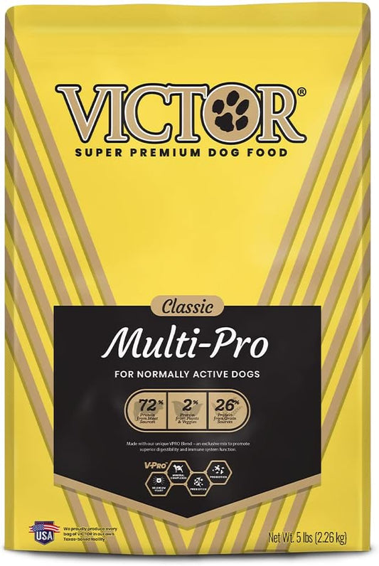 Victor Super Premium Dog Food – Multi-Pro Dry Dog Food – Gluten Free Dog Food with Beef, Chicken and Pork Protein for Normally Active Dogs – All Breeds and All Life Stages, 5 lb