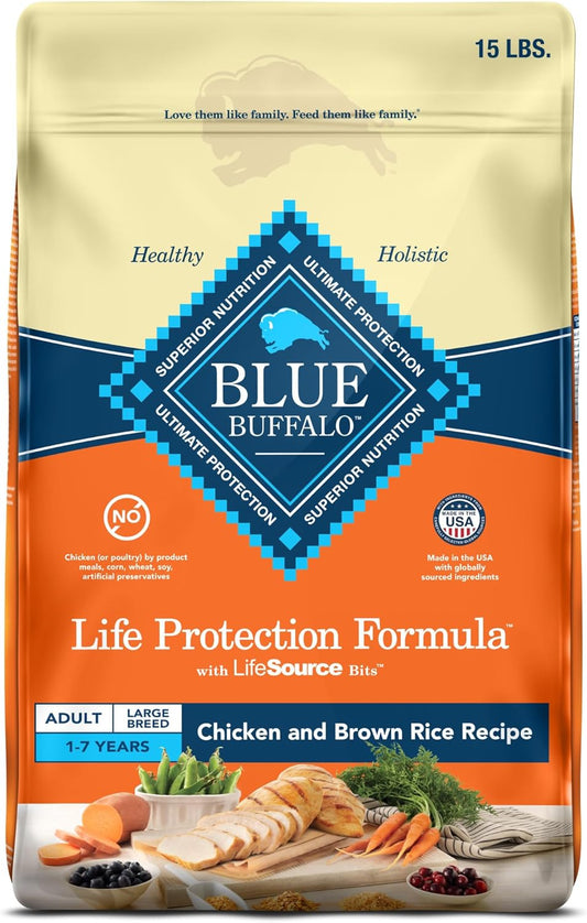 Blue Buffalo Life Protection Formula Large Breed Adult Dry Dog Food – 15 lb. Bag (Chicken &amp; Brown Rice Recipe) (Available at Cure Venta)