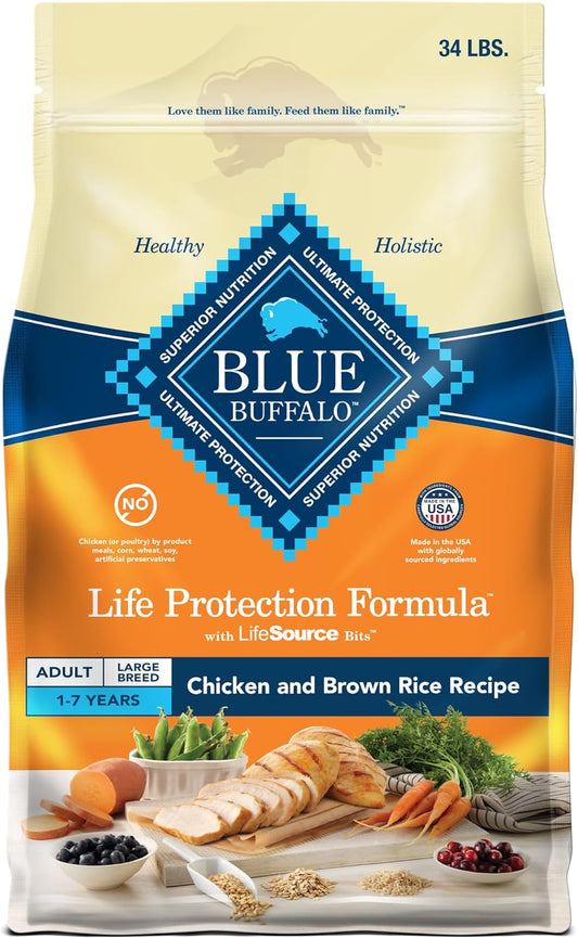 Blue Buffalo Life Protection Formula Large Breed Adult Dry Dog Food – 34 lb. Bag (Chicken &amp; Brown Rice Recipe) (Available at Cure Venta)