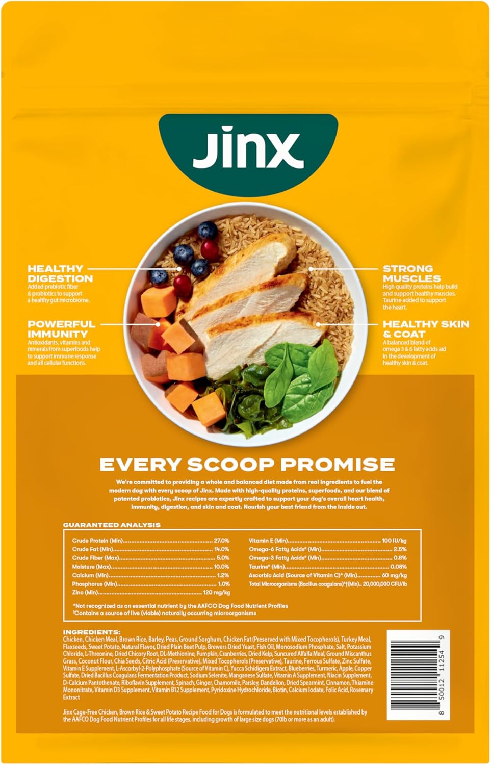 Jinx Premium Dry Dog Food, Chicken, Brown Rice, Sweet Potato Kibble, for All Lifestages, 11.5lb