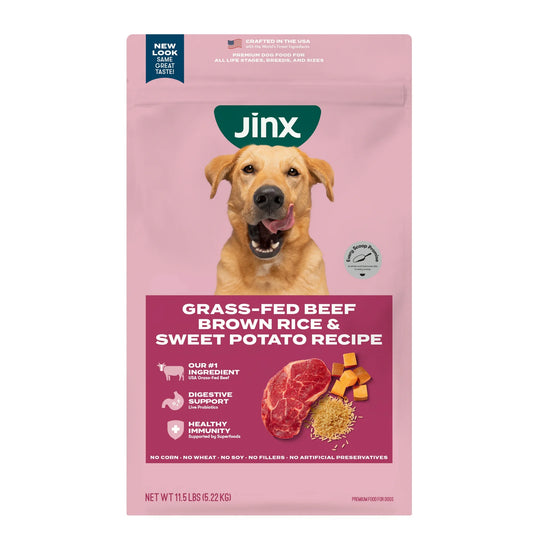 Jinx Grass-Fed Beef, Brown Rice & Sweet Potato Dry Dog Food (11.5 lb. Bag) – Available at Cure Venta