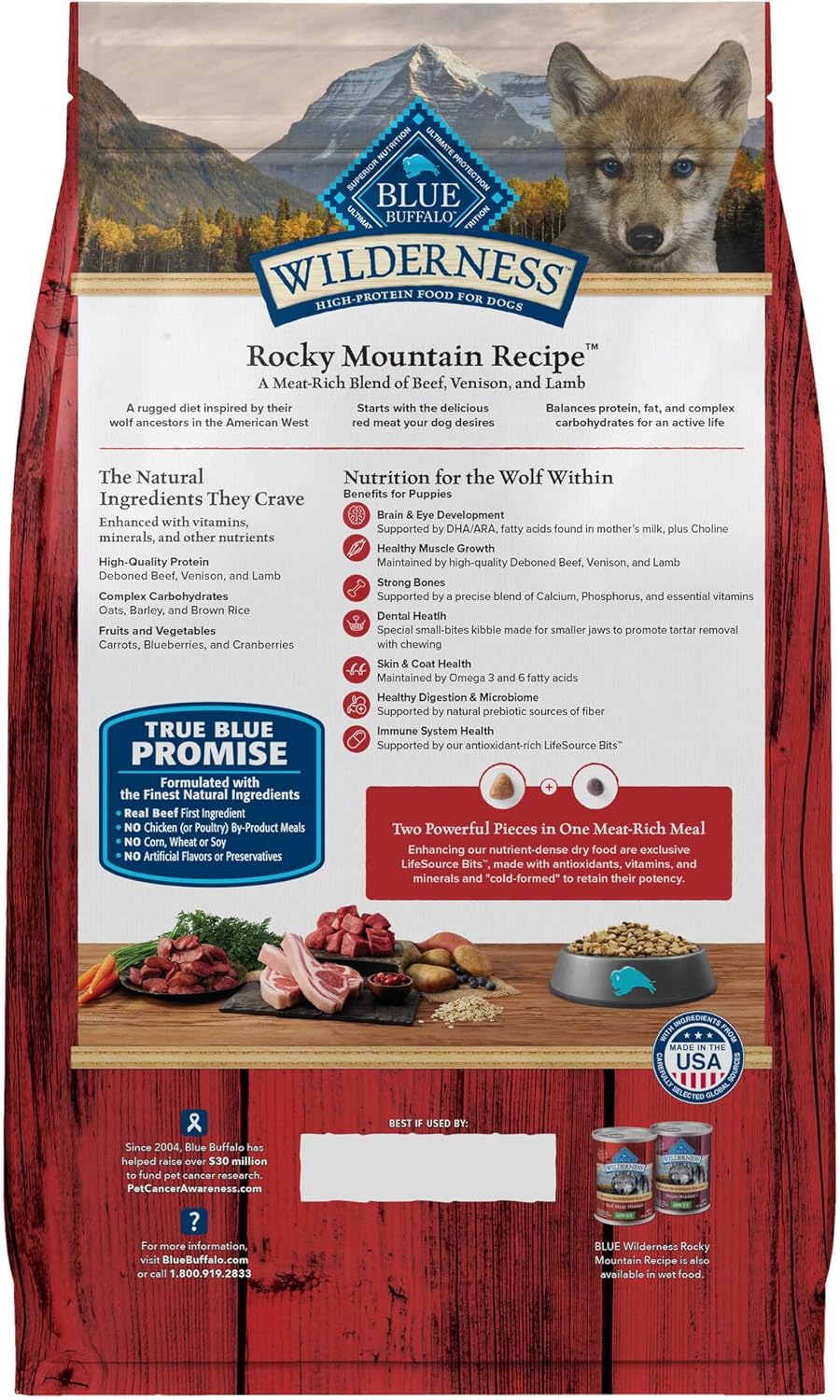 Blue Buffalo Wilderness High-Protein Rocky Mountain Recipe Puppy Dry Dog Food – 24 lb. Bag (Red Meat &amp; Grains) (Available at Cure Venta)