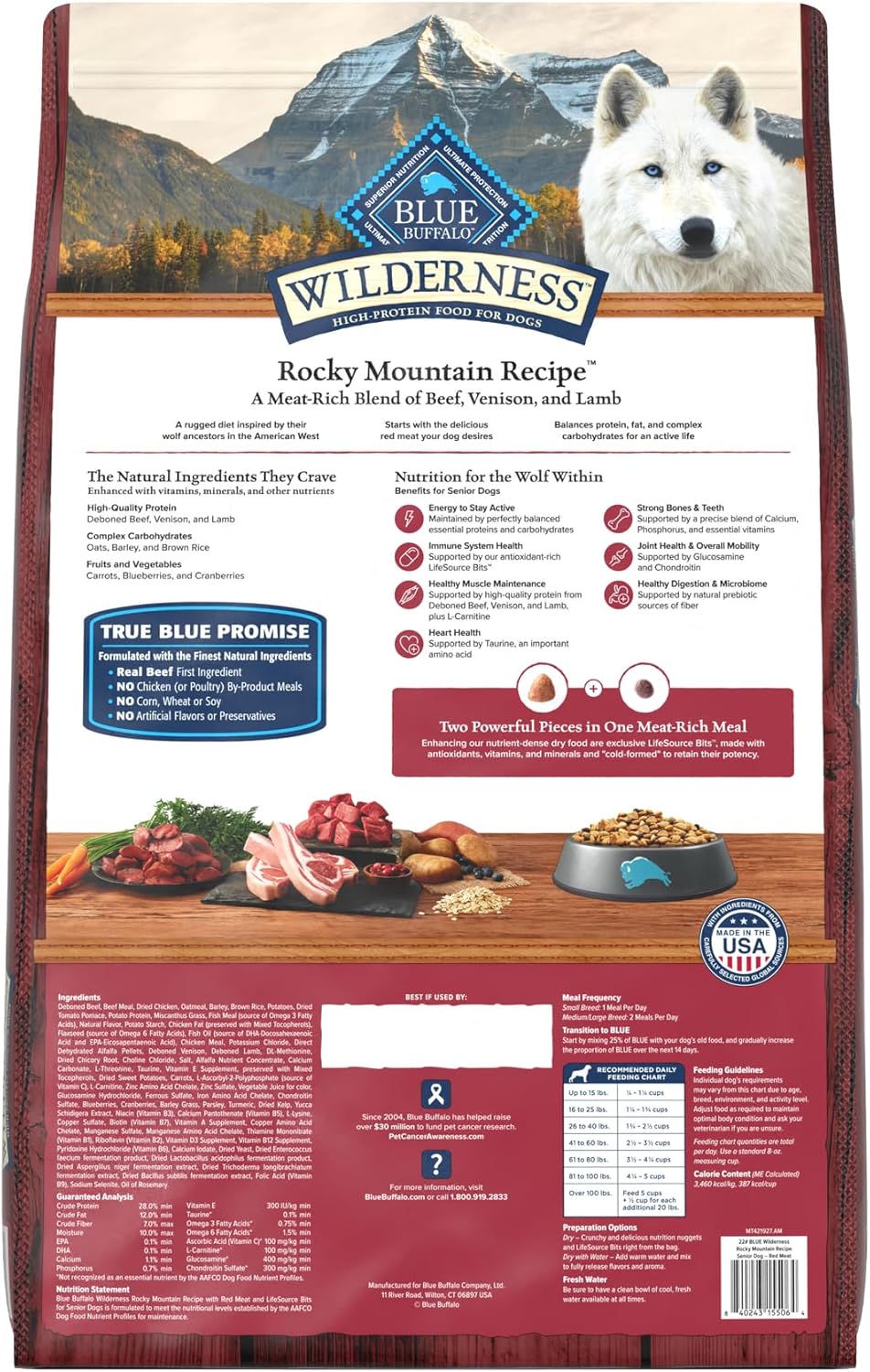 Blue Buffalo Wilderness Rocky Mountain Recipe High-Protein Senior Dry Dog Food – 22 lb. Bag (Red Meat) (Available at Cure Venta)