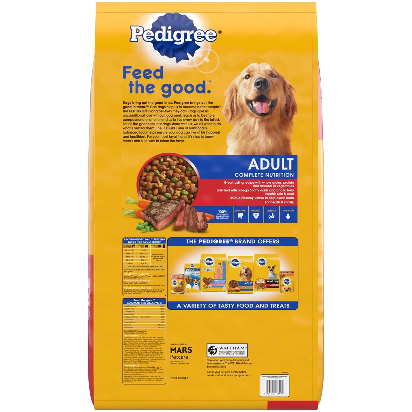 Pedigree Complete Nutrition Grilled Steak &amp; Vegetable Dry Dog Food for Adult Dogs – 44 lb. Bag (Available at Cure Venta)