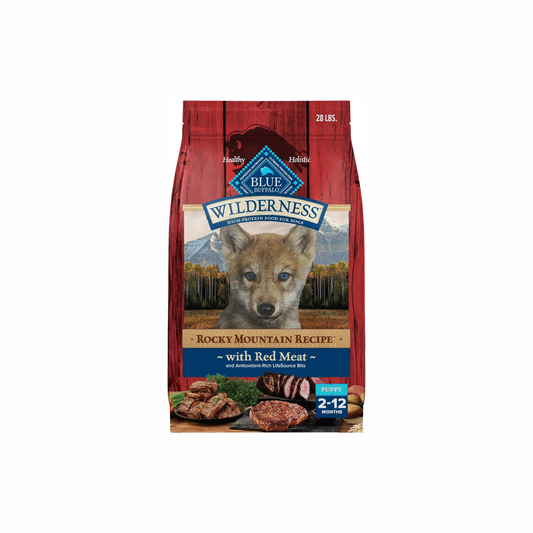 Blue Buffalo Wilderness High-Protein Rocky Mountain Recipe Puppy Dry Dog Food – 28 lb. Bag (Red Meat &amp; Grains) (Available at Cure Venta)