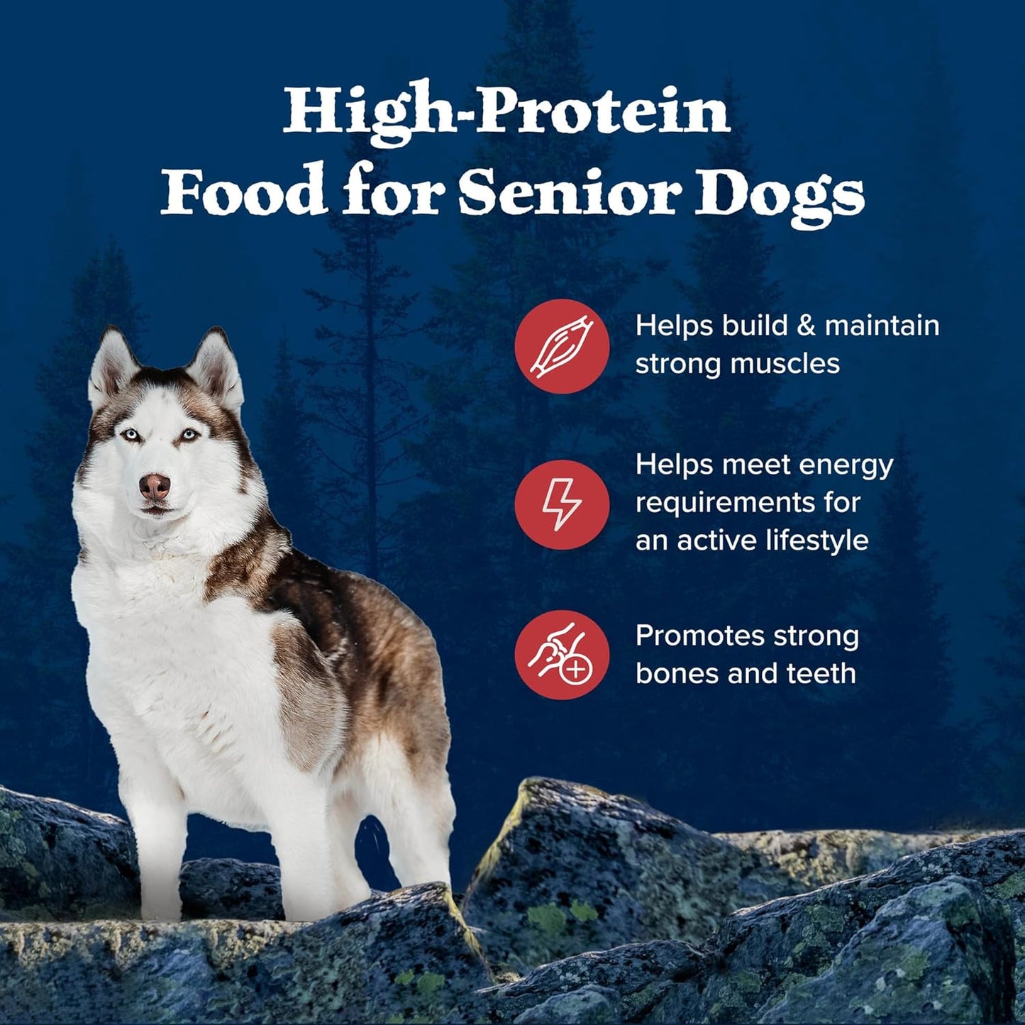 Blue Buffalo Wilderness Rocky Mountain Recipe High Protein, Natural Senior Dry Dog Food, Red Meat with Grain 28 lb Bag