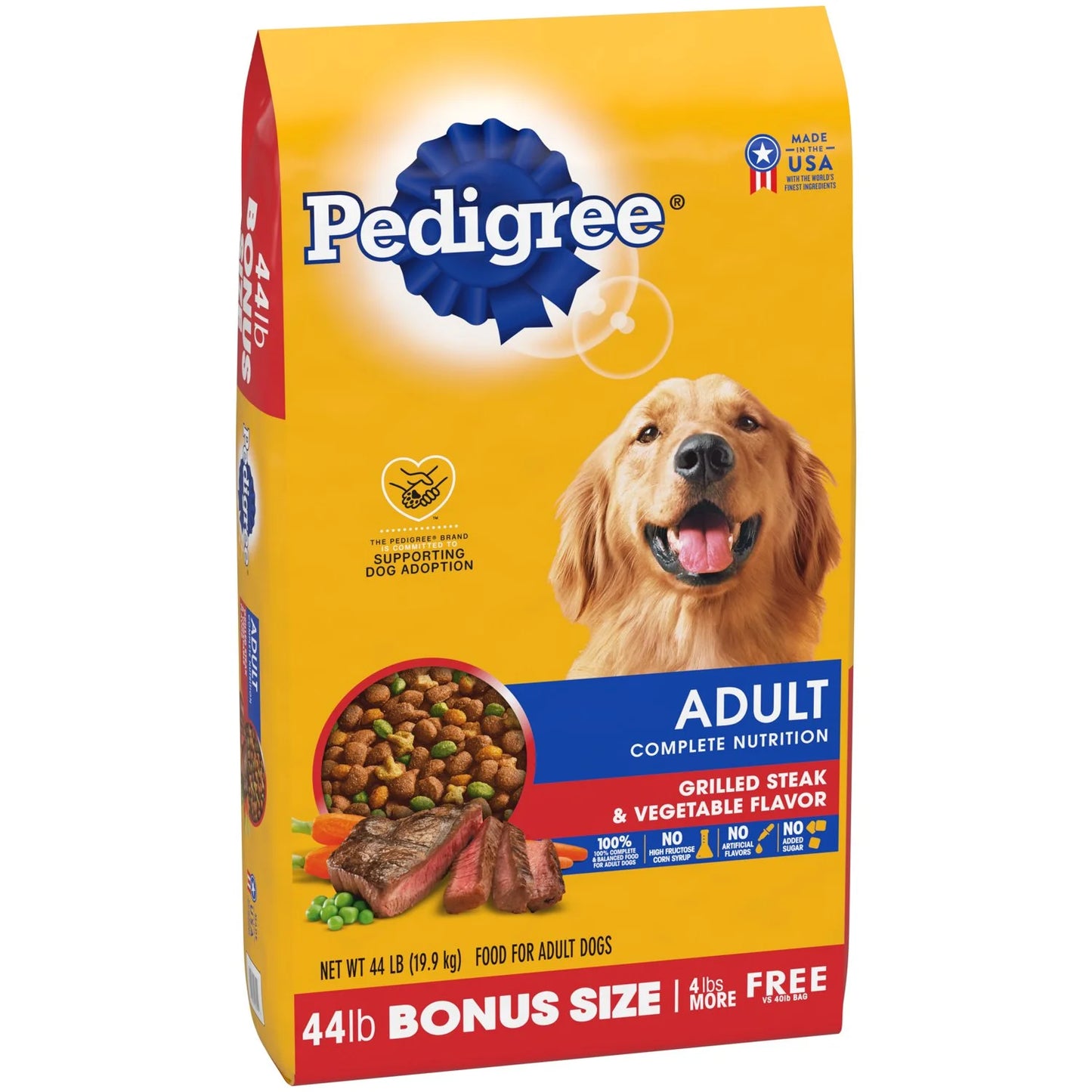 Pedigree Complete Nutrition Grilled Steak &amp; Vegetable Dry Dog Food for Adult Dogs – 44 lb. Bag (Available at Cure Venta)