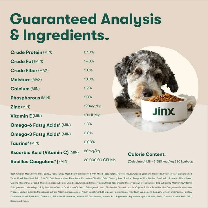 Jinx Grass-Fed Beef, Brown Rice & Sweet Potato Dry Dog Food (11.5 lb. Bag) – Available at Cure Venta