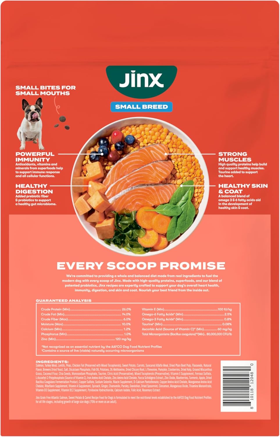 Jinx Natural Grain-Free Kibble - Dry Dog Food - Made with Superfoods, Probiotics, & No Fillers - for Puppies, Adults, and Seniors, 11.5 lb. Bag - Salmon & Carrot