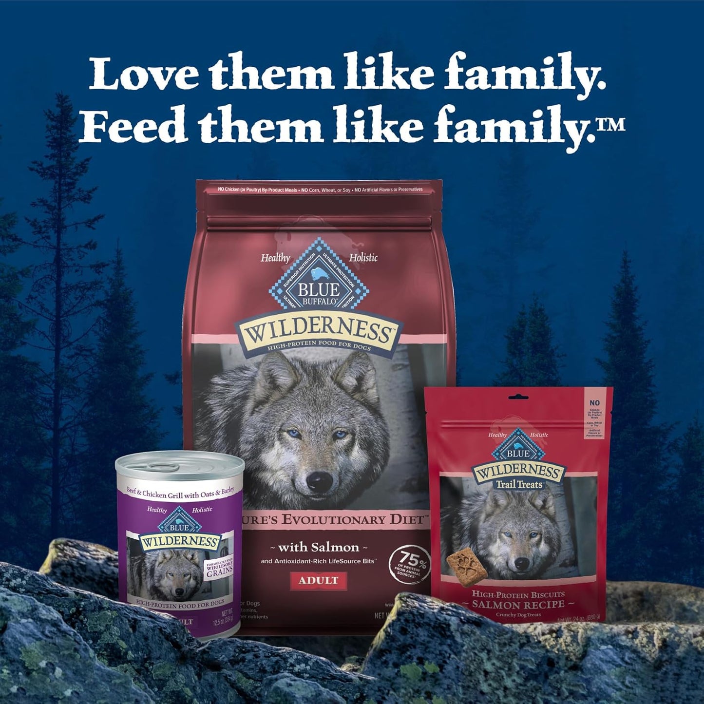 Blue Buffalo Wilderness Natural High-Protein Dry Food for Adult Dogs, Salmon Recipe, 28-lb. Bag