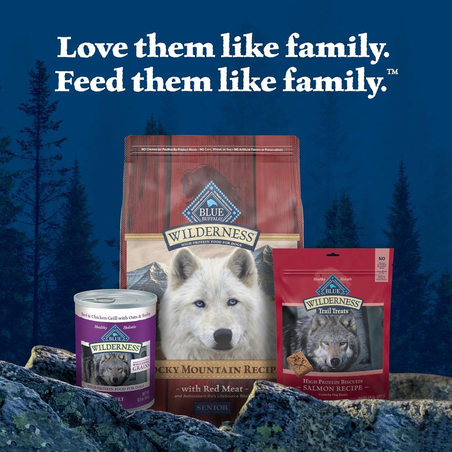 Blue Buffalo Wilderness Rocky Mountain Recipe High-Protein Senior Dry Dog Food – 22 lb. Bag (Red Meat) (Available at Cure Venta)